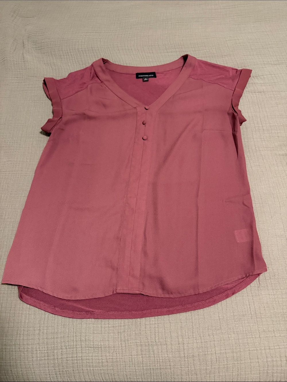 Rose Pink V-Neck Cap Sleeve Blouse